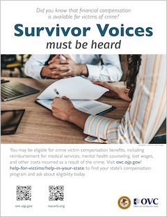 Awareness poster featuring information about crime victim compensation